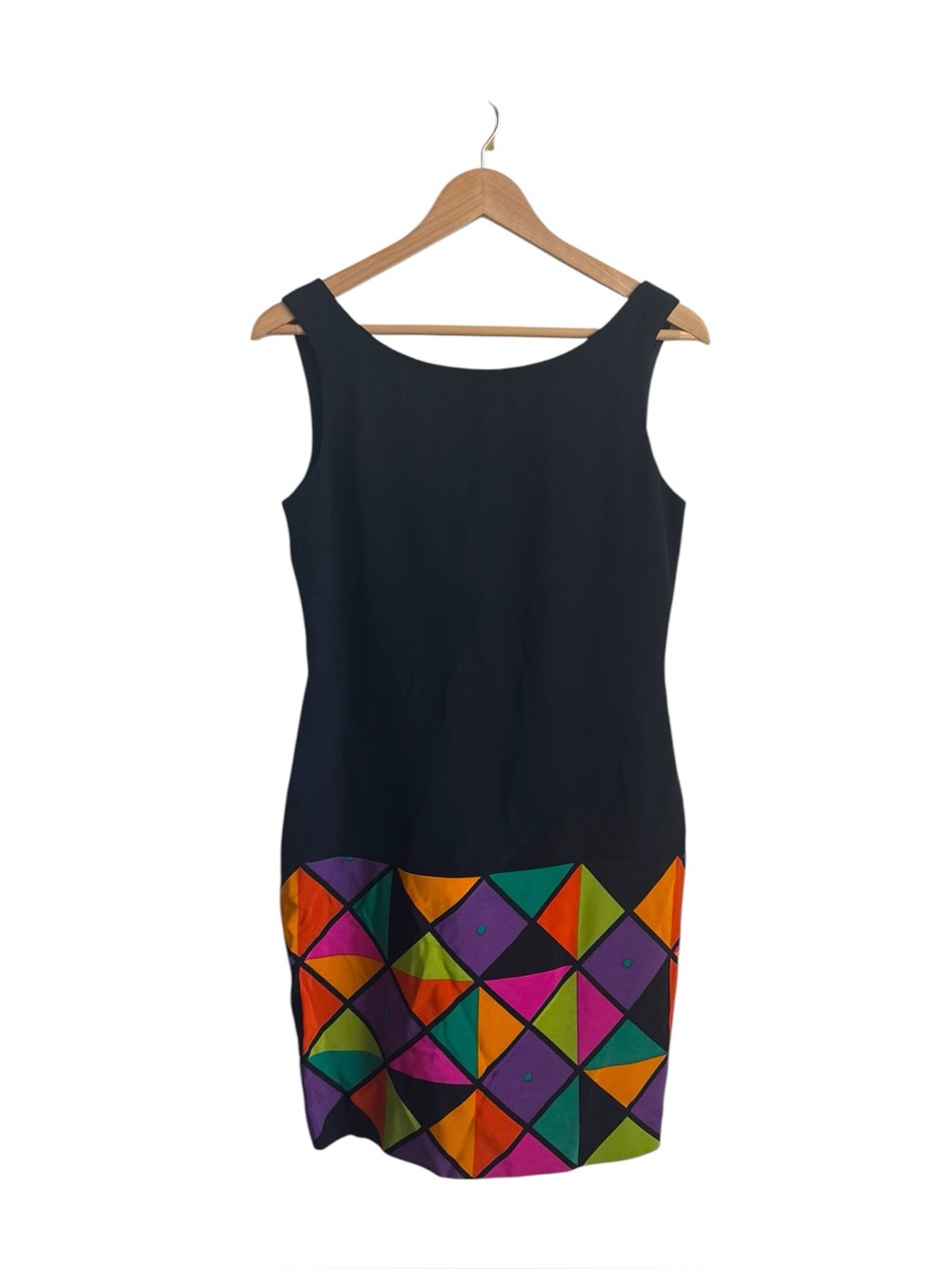 Vintage Kathryn Dianos Colorful Geometric Sheath Dress Made in USA Size 6
